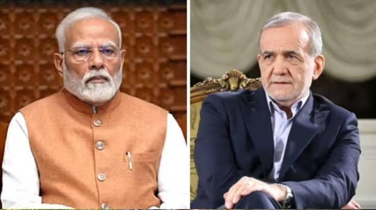 Prime Minister Narendra Modi And Iranian President Masoud Pezeshkian. File | Photo Credit: IndiaToday